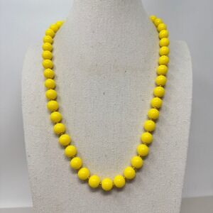 Vintage‎ Beaded Necklace Graduated Bright Yellow Pop Art Retro 50s Suburbia